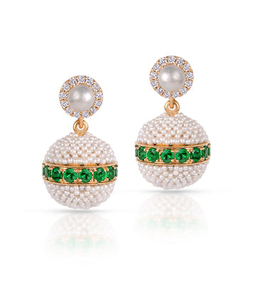 Pearl, Diamond and Emerald earrings